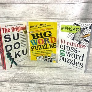 Word & Number puzzle book lot (3) Sudoku, 10 Minute Crossword, Big Word Puzzles